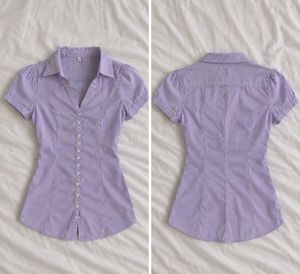 Chic Purple Striped Button-Up Top