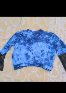 Blue Tie-Dye Crop Top
