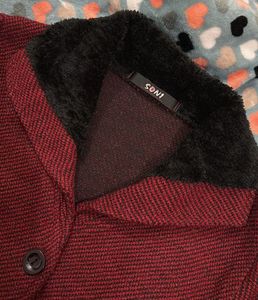 Burgundy Fur Trim Coat