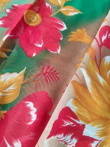 Green Printed Saree With Blouse 🎀🎉