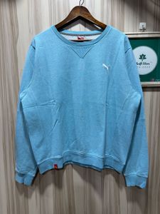 Puma Blue Crewneck Cotton Sweatshirt