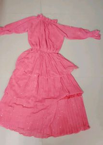 Coral Tiered Midi Dress