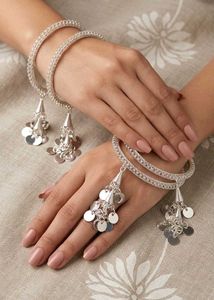 Silver Tone Statement Bangles with Charms