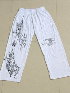 Genrage White Wide Leg Baggy Pant with Black Graph