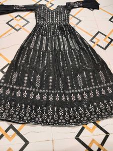 Elegant Black Sequined Ethnic Gown
