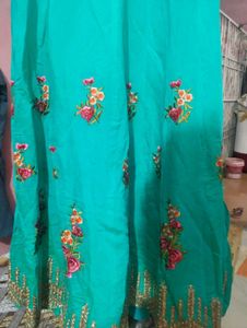 Beautiful Embroidered Teal Anarkali Gown