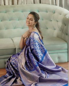 Royal Blue Silk Saree with Intricate Weaving