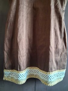Elegant Brown Kurta Set with Dupatta