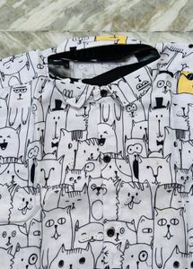 Funky Cat Print Men's Shirt