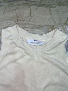 Cream Terry Cropped Tank Top