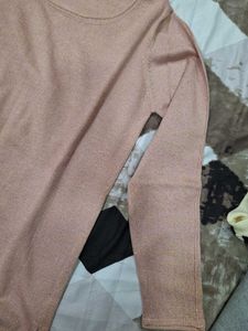 Chic Rose Gold Sparkle Knit Sweater