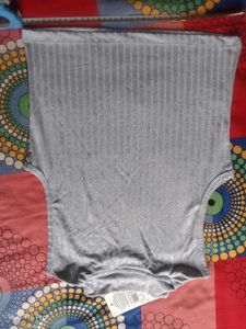 Sleek Grey Ribbed Mock Neck Tank Top