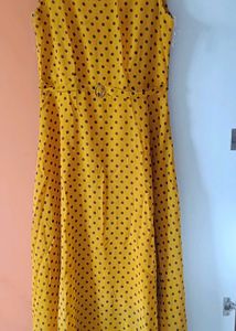 Mustard Yellow Polka Dot Maxi Dress