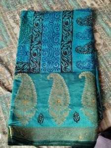 light blue  Sareewith stitched blouse