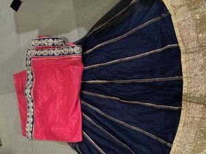 Elegant Blue Lehenga with Pink Choli