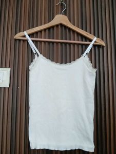 Cream Lace Trim Cami Top