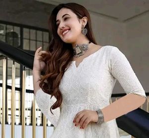 Elegant White Chikankari Anarkali