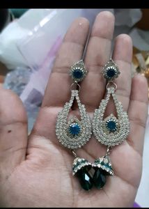 Elegant Drop Earrings with Blue Stones