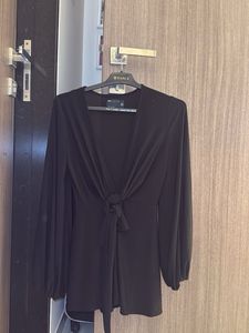 Chic Black Tie-Front Playsuit