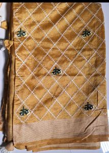 Vibrant Yellow Embroidered Saree