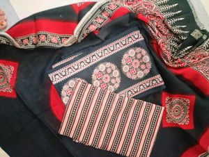 Ethnic Black &amp; Red rayon Ajrak dress