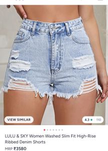 Light Wash Ripped Denim Shorts
