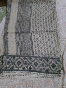 Grey and white saree