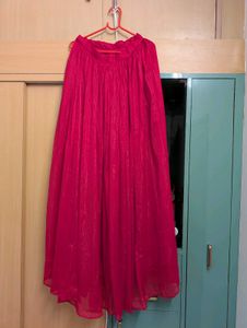 Elegant Pink Pleated Ethnic Skirt