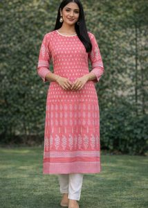 Elegant Pink Printed Kurta