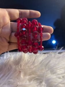 Stunning Red Beaded Bracelet Set for kid’s