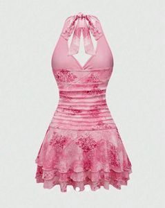 Pretty Pink Halter Neck Dress