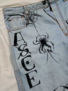 streetwear Custom Hand-Painted Ripped Jeans