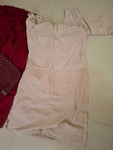 Maroon &amp; White Ethnic Kurta Set