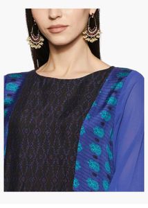 Blue &amp; Black Printed Kurta