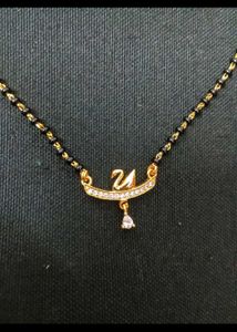 branded swan necklace gold imitation mangalsutra