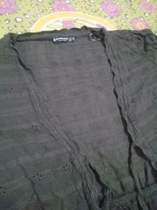 Chic Dark Grey Peplum Cardigan
