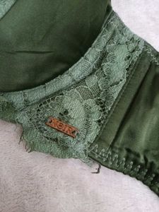 Lace Trimmed Green Bra