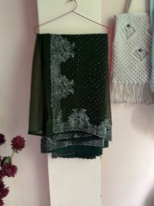 Elegant Green Embellished Saree