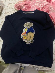 Cute Bear Graphic Navy oversized Sweatshirt