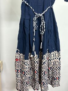 Navy Blue Embroidered Midi Dress xxl
