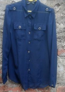 Chic Navy Blue Button-Up Shirt