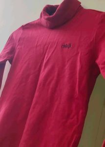 Red High Neck T-Shirt