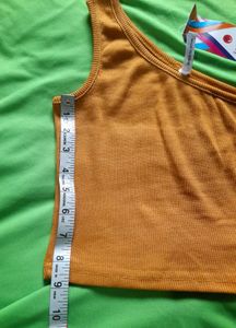 Istyle mustard 💛 ribbed knit one-shoulder CropTop