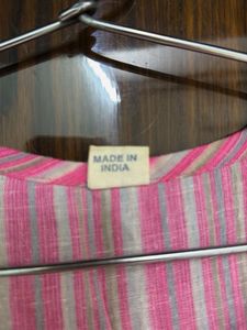 Pink Striped Sleeveless Cropped Top