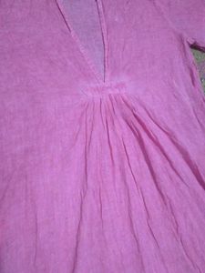 Pink V-Neck Kurta