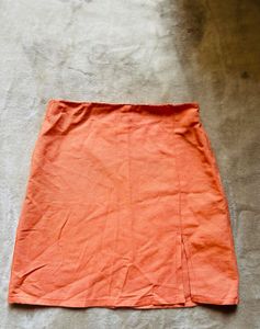 Orange Mini Skirt with Slit