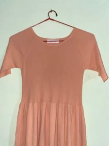 Peach Knit Midi Dress