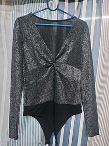 Sparkly V-Neck Bodysuit