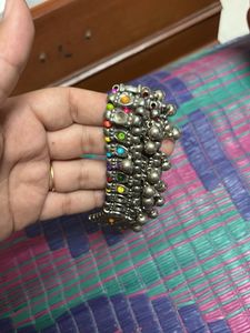 Silver Anklets with Colorful Accents