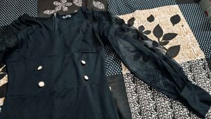 Elegant Black Sheer Sleeve Dress